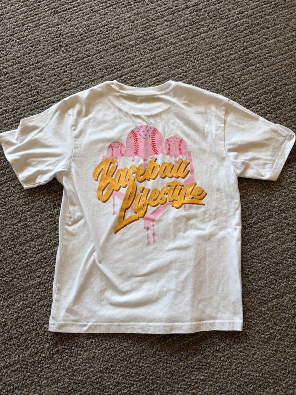 Baseball Lifestyle White Kids Graphic Tee medium